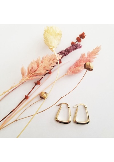 Sembol Gold Altın Küpe 14K 585 Parlak Çanta Tasarım 1,8 Cm Zarif Küpe