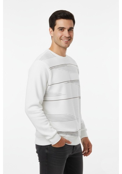 Baglan Erkek Sıfır Yaka Sweatshirt Bgl-st04863 Ekru