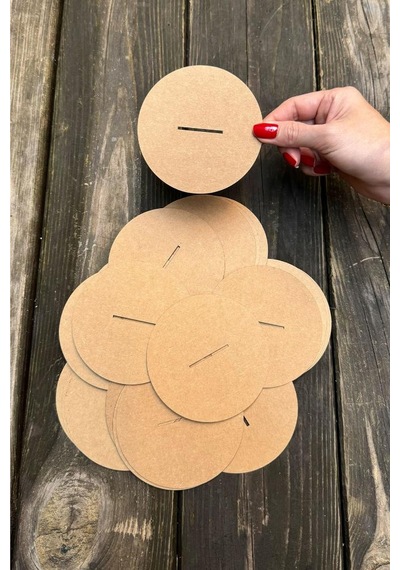 Mum Toz Kapakları 98mm Çap 35mm X 2 Mm Ahşap Fitil Boşluğu 50 Adet Kraft