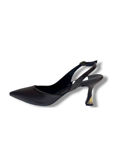 C-shoes Bç93-26 Yıkama Cilt İnce Topuk Arkası Açık Kadın Stiletto 8cm Kahverengi