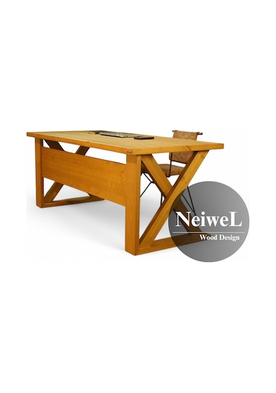 Neiwel Ares Doğal Ahşap Çalışma Ve Ofis Masası-100cm-200cm Açık Ceviz