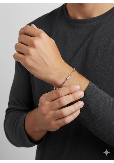 Akfecan Erkek Unisex Kadın Paslanmaz Çelik Bileklik Gümüş