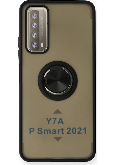Newface Huawei P Smart 2021 Kılıf Montreal Yüzüklü Silikon Kapak - Siyah Belirtilmemiş