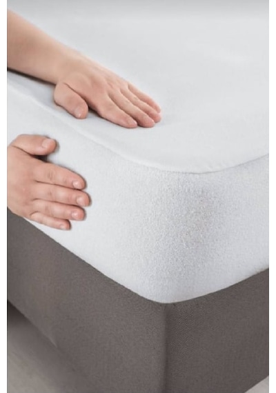 Evony Çift Kişilik 220x200+30 Cm Pamuklu Fitted Sıvı Geçirmez Alez Beyaz