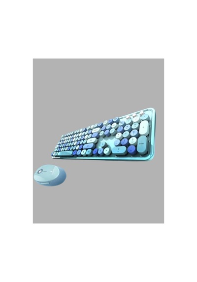 Kablosuz Retro Klavye Ve Mouse Seti 104 Tuşlu Sevimli Tasarım - Karbul4505-2842 Renkli