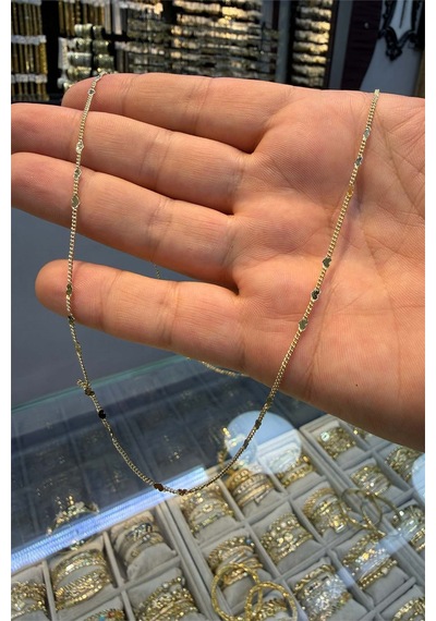 İnce Zincir Kalp Model 60 Cm Kolye Altın