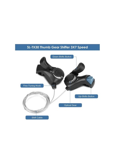 Yd-kd-30 3x7 Vites Bisiklet İtmeli Sağ Sol Takım Vites Kolu Sl-tx30-7 Vites Elektrikli Bisiklet Vites Kolu Siyah