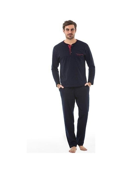 Pierre Cardin 5560 Lacivert Damatlık Ropteşambr 5 Li Pijama Set