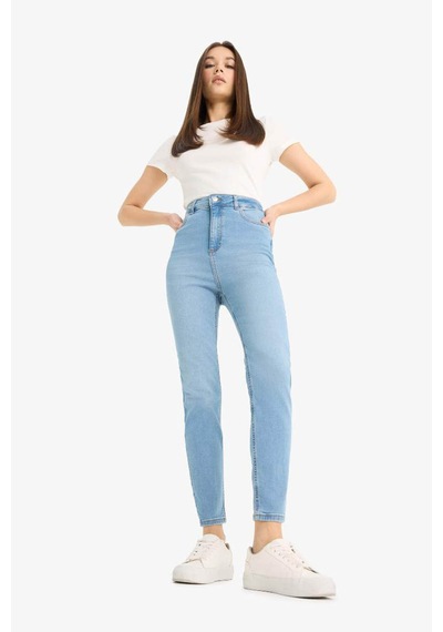 DeFacto Anna Skinny Fit Yüksek Bel Düz Paça Uzun Jean Taş Yıkama Pantolon D8181AX25SPNM85