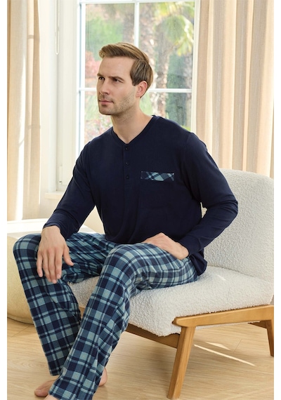 Aydoğan Erkek Aras Kışlık Termal Rahat Lacivert Pijama Takımı 0751