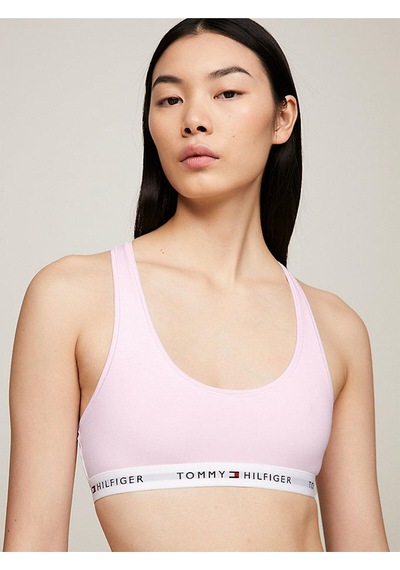 Tommy Hilfiger Kadın Organik Pamuklu Spor Sütyeni - Elastik Bantlı Ve Yarışçı Sırt Tasarımlı - Pembe-7049 Pembe
