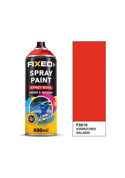 Sgs Fıxed Ral 3020 Trafik Kırmızı Akrilik Sprey Boya 400 Ml F3210 3020