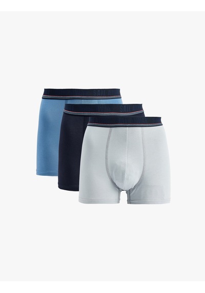 Koton Çok Renkli Pamuklu 3'lü Boxer Seti Lacivert 6slm90040mk