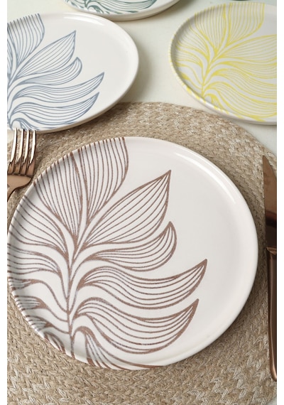 Keramika Leaf Harmony Nordıc Pasta Tabağı 22 Cm 4 Adet / 22974-77 Çok Renkli