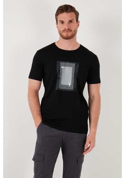 Buratti Pamuklu Slim Fit Bisiklet Yaka Erkek T Shirt 646R7930 Siyah