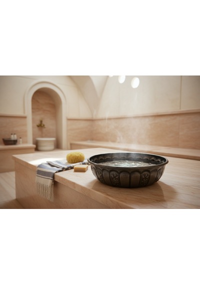 Ludıa Dekoratif Desenli Geleneksel Hamam Banyo Tası 6cmx20cm Koyu Gri