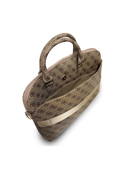 Guess  Lisanslı Üçgen Logolu Omuz Askılı 15 İnç Laptop Çantası Kahverengi