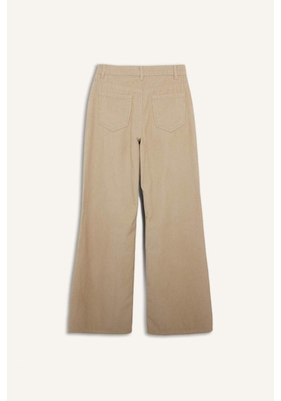 Defacto Wide Leg Çift Cepli Yüksek Bel Geniş Paça Kadife Pantolon G3290ax25aubg737 Bej-bg737