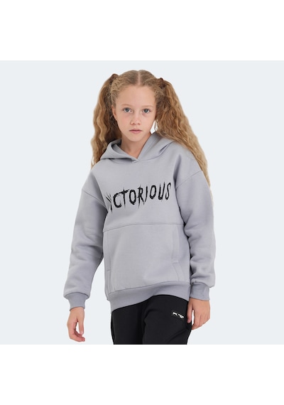Slazenger LEXUS Çocuk Kapüşonlu Cepli Taş Gri Sweatshirt