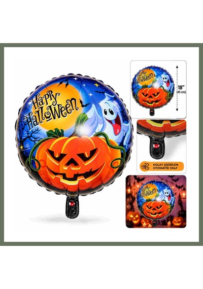 Bezos Hayalet Ve Balkabağı Desenli Folyo Balon 18 İnç 45 Cm Bezos1 Çok Renkli