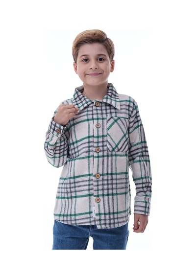 Ekose Desenli Erkek Çocuk Oduncu Gömlek Rahat Kalıp Düğmeli Çok Renkli