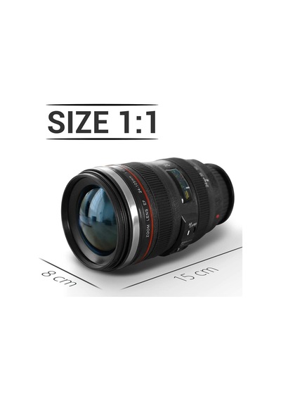 Objektif Kupa Lens Kupa Kahve Ve Çay İçin Termos Kupa Fotoğraf Tutkunları İçin Dekoratif Hediyelik 350 Ml Cam Kapak Çok Renkli