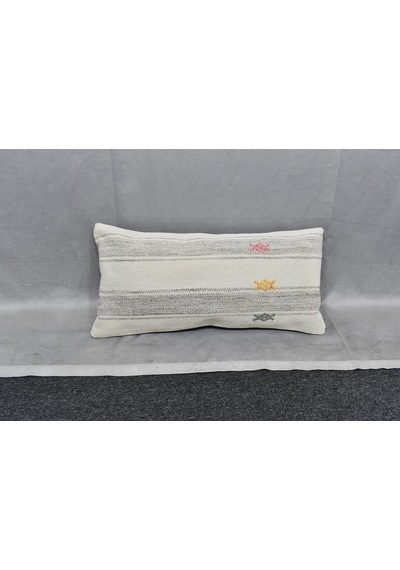 Zehra Abla Halı Yeni El Dokuma Dekoratif Lumbar Kilim Kırlent Yastık Kılıfı 6619 Çok Renkli
