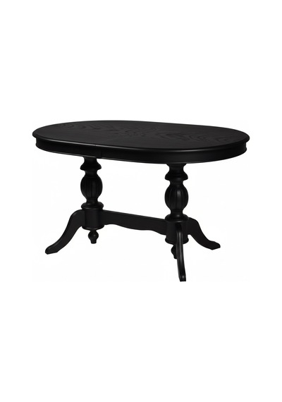 Lindon Çift Baba Ayaklı Açılır Masif Ahşap Oval Yemek Masası 100x170 Siyah