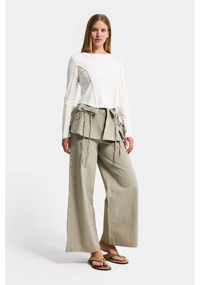 it's basic Kadın Ekru Renk W5 Organik Kumaş Crop Fit Body