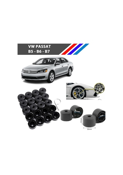 Otozet - Vw Passat Bijon Civata Kapağı Siyah Renk 20 Adetli Set 17mm 1k06011739b9
