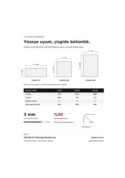 Tr Sputek S-blex 100 Wp Full Black Esnek Güneş Paneli 9bb Mono Perc