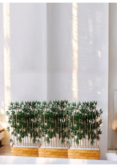 200 Cm Ahşap Saksıda 200 Cm 30 Adet Yapay Bambu Seperatör Yeşil