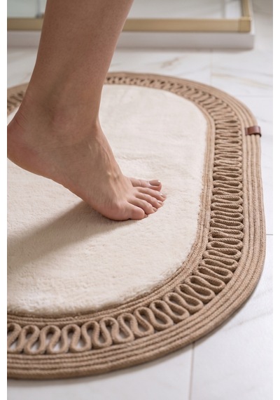 Banyo Paspası Takımı 60x100+40x60 Cm İç Trikot Bej & Camel