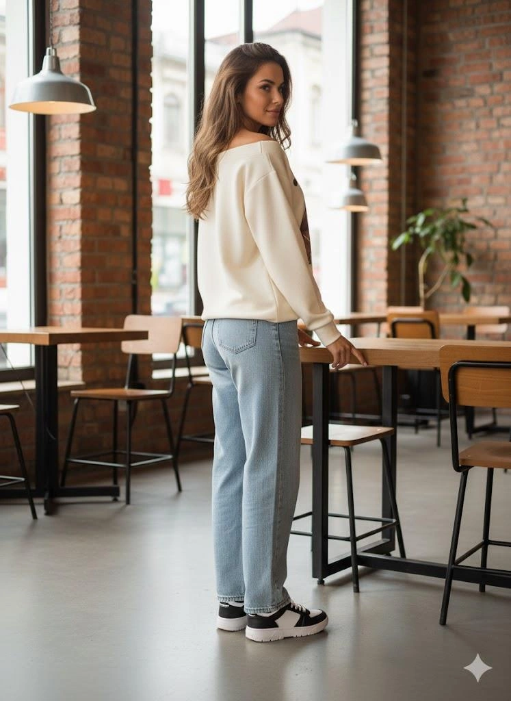 Afri Ekru Kadın Oversize Dudak Baskılı Sweatshirt -kayık Yaka 3 İplik Kumaş, Off Shoulder, Rahat Günlük Sweat Ekru