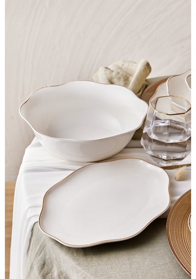 Emsan Lotus Fine Bone 53 Parça 12 Kişilik Yemek Takımı Gold