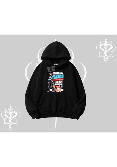 Startmore Kapşonlu Sweatshirt Anime Hiker Girl Balance Is Everything Baskılı Siyah