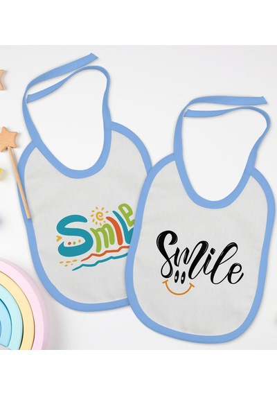 BK Kids Smile Tasarımlı 2’li Mavi Mama Önlüğü-1 Mavi