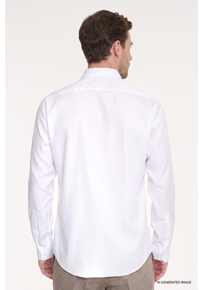 Ac&co Erkek Beyaz Non-ıron Ütü Gerektirmeyen %100 Pamuk Slim Fit Dar Kesim Klasik Yaka Gömlek