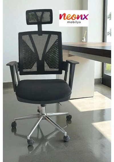 Neonx Relax Pro Çalışma Koltuğu Başlıklı Ofis Yönetici Koltuğu Toplantı Koltuğu Siyah