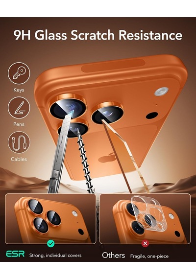 İphone 17 Pro Max/17 Pro Kamera Lens Koruyucu, 1 Paket, Turuncu