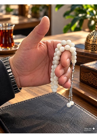 Tesbih Sedef Doğaltaş 10 Mm 33 Lü Premium Kalite Özel Tasarım Erkek Hediyelik