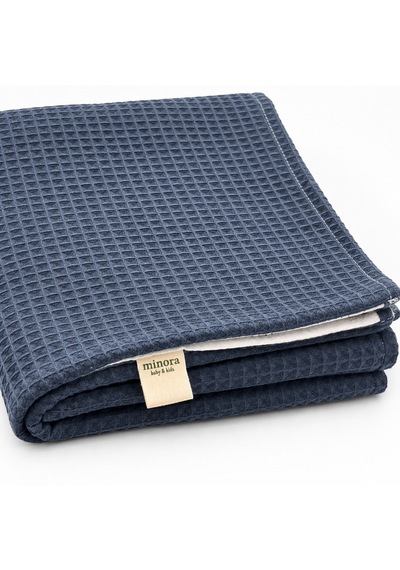 Minora Baby&kids Çift Taraflı Pike Müslin Bebek Örtüsü 100x100 CM - Mavi Ayı