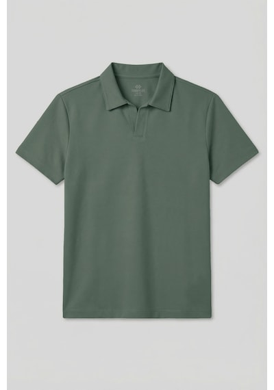 Açık Yeşil Rahat Form Yumuşak Dokulu Polo Yaka Erkek T-shirt - 88496 Camel