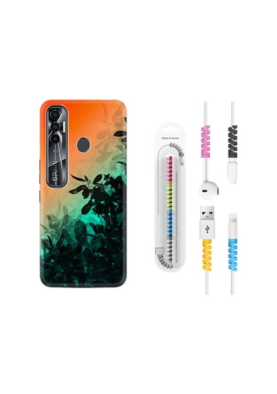 Tecno Spark 7 Pro Kılıf Kablo Koruyuculu Güzel Çiçekler 1712
