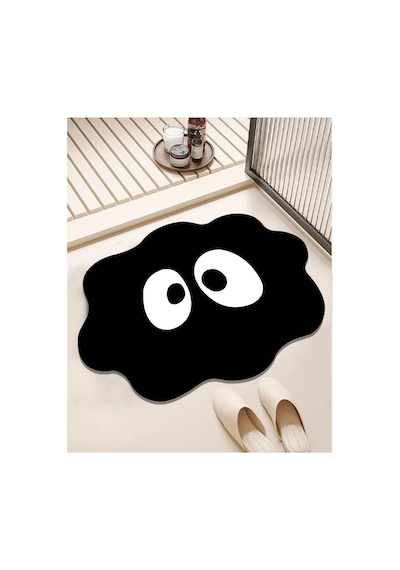 Loso Tekli Banyo Paspası 80x100 Cm, Kaydırmaz Tabanlı Siyah