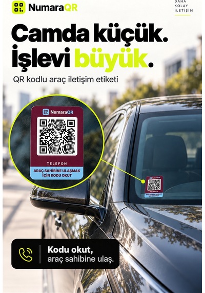 Qr Kodlu Numaratör Araç Ve Motosiklet İçin Qr Etiket Park Numaratörü 8,5x5,5 Cm Bordo Numaraqr