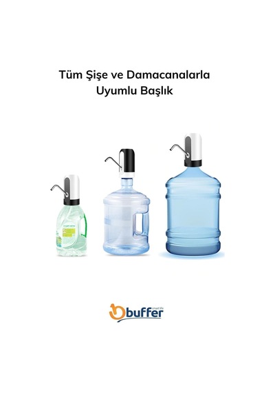 Buffer Usb Şarj Edilebilir Otomatik Damacana Su Pompası Beyaz