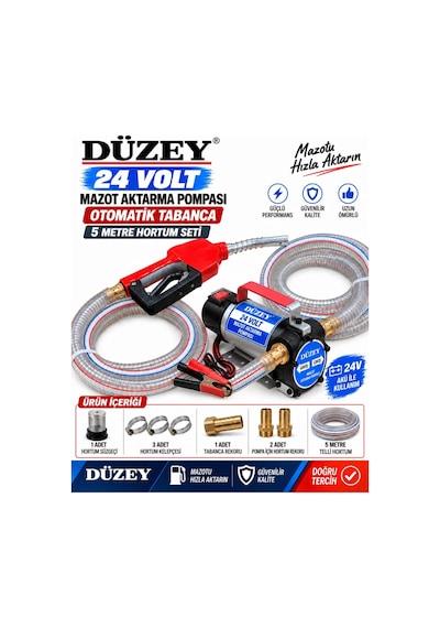 24 Volt Mazot Aktarma Pompası&5 Metre Telli Hortum&otomatik Akary