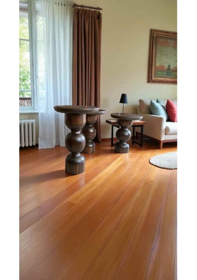 3 Lü Ahşap Mantar Sehpa Takımı Ceviz Renk Dekoratif Yan Sehpa - Coffee Table - Zigon Sehpa Ceviz