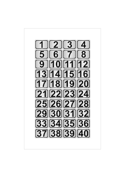 Metal Kapı,Masa,Dolap Numarası 15Cmx20Cm 40 Adet (1…40) (429037577)
